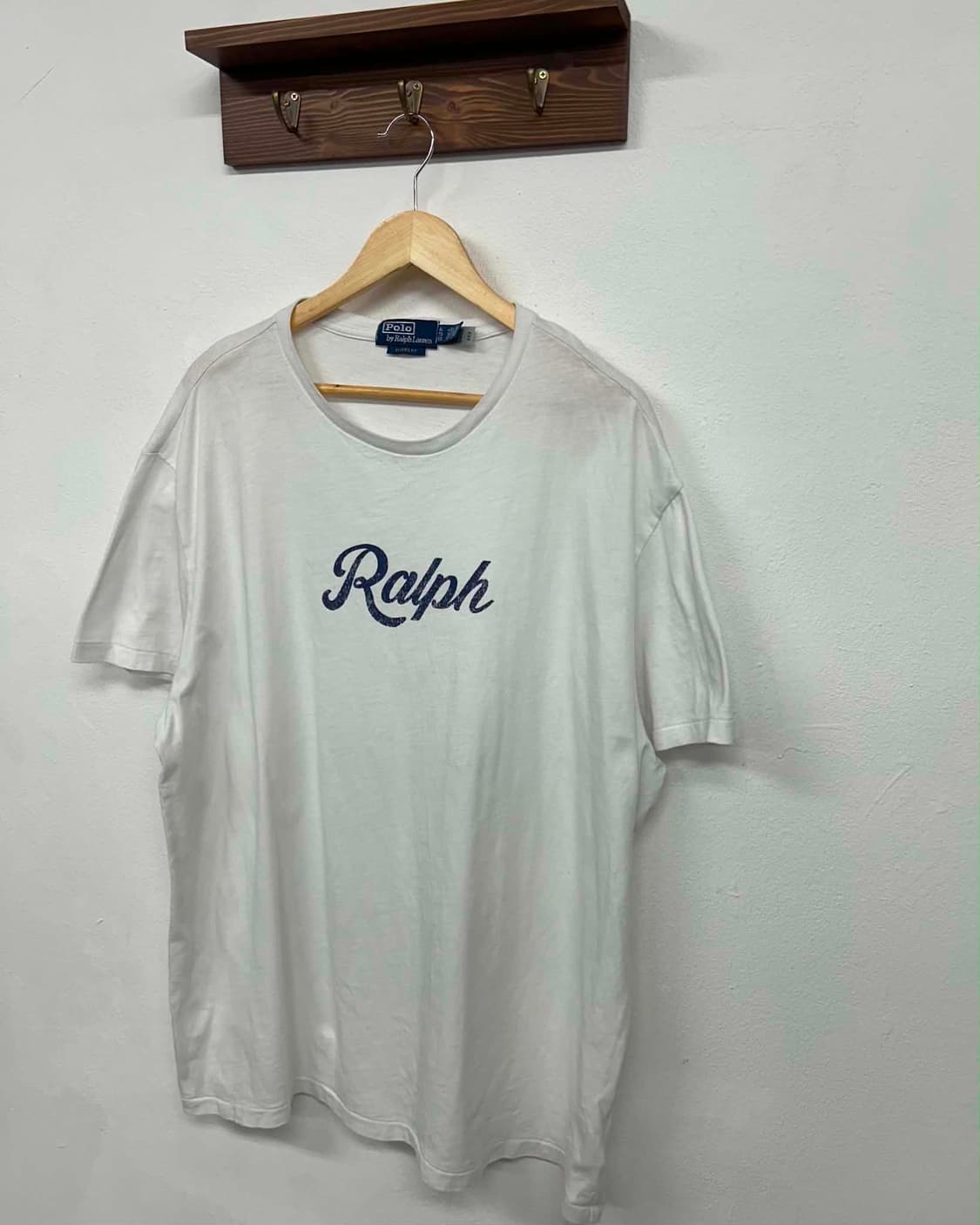 [XL] 폴로 랄프로렌 현행QR Ralph 스크립트 로고 화이트 반팔 티 상품이미지2