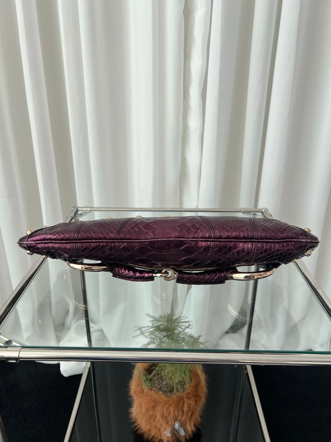 Rare  구찌 홀스빗 1955 메탈릭 리자드 숄더백 상품이미지7