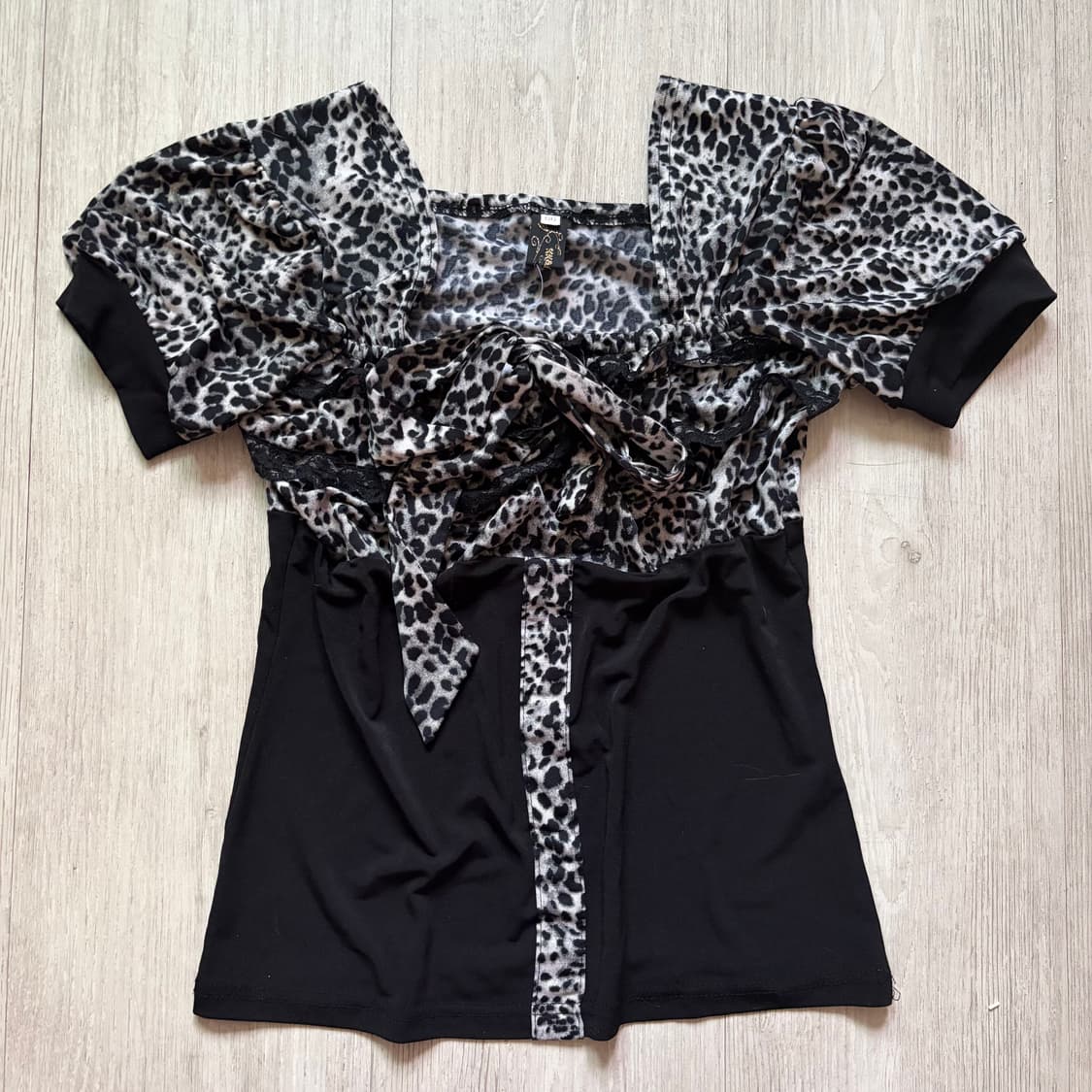 지브라 갸루 호피 레오파드 데라 아케호무 큐빈 반팔 티셔츠 택포 상품이미지2