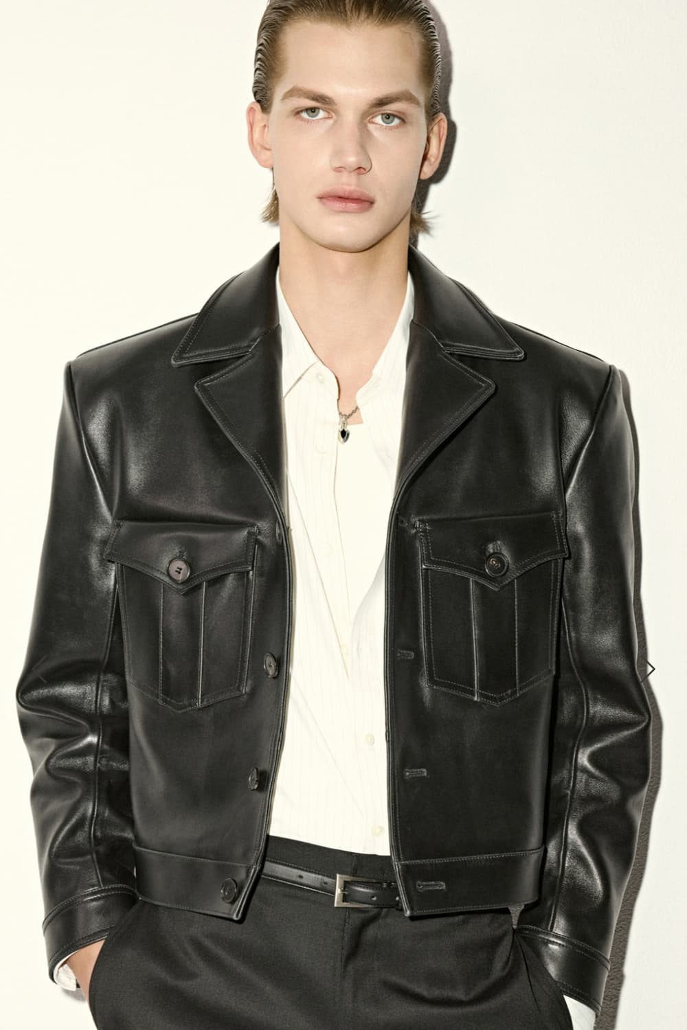 [L] 세비지 밀리터리 레더 자켓 블랙 새제품 상품이미지2