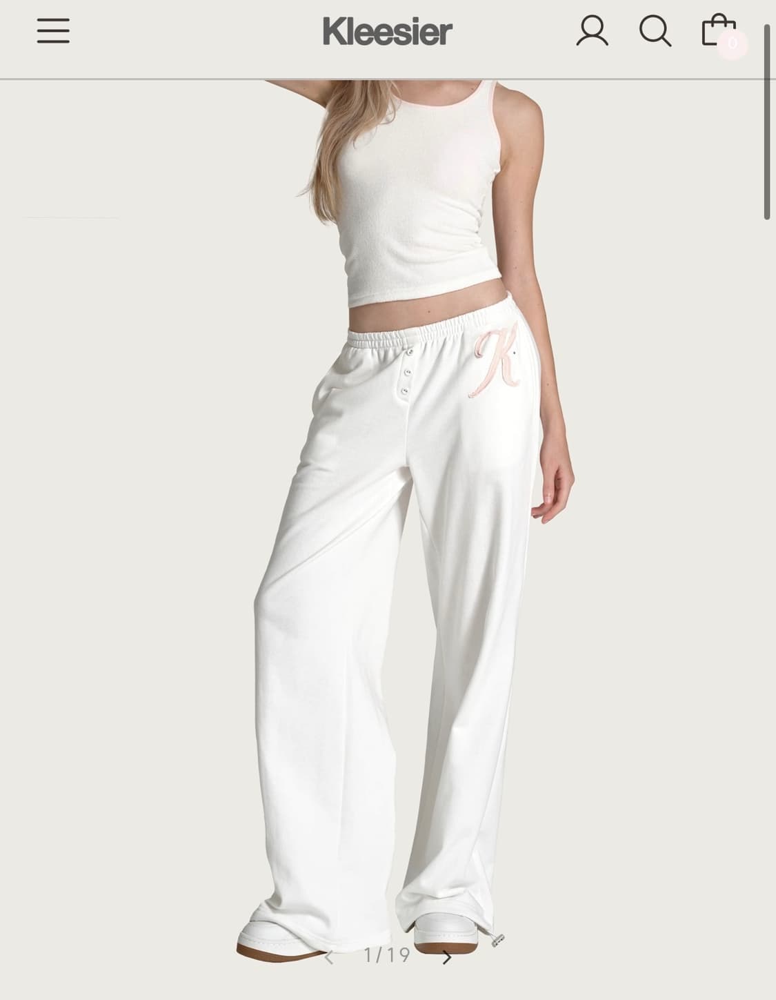 새상품 클리시어 케이에센셜 조거팬츠 화이트 상품이미지1