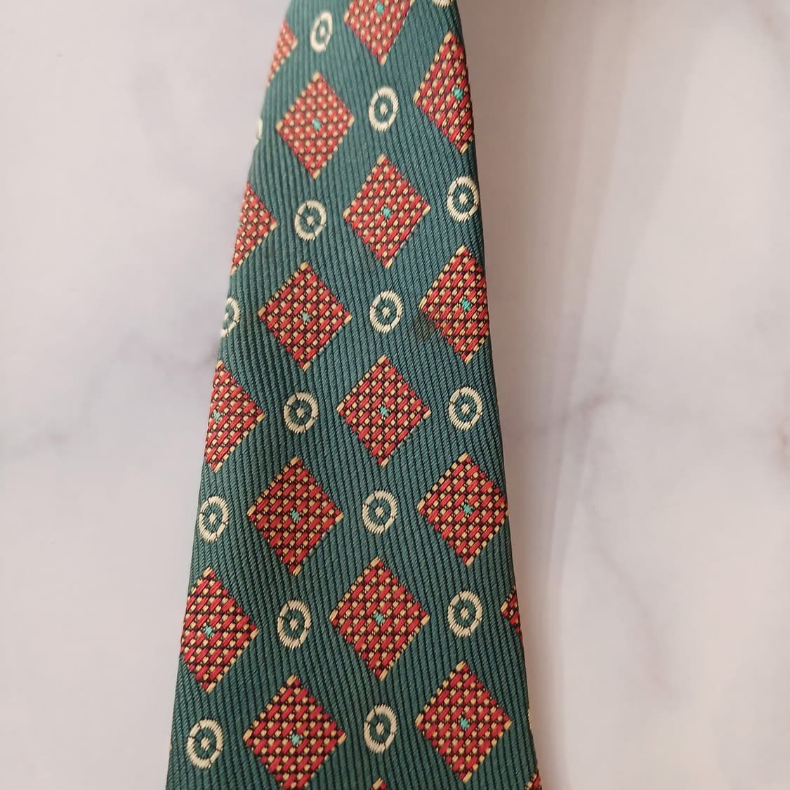 아쿠아스큐텀 실크 옐로&그린 다이아 넥타이 9.3cm A등급 A18919 상품이미지9