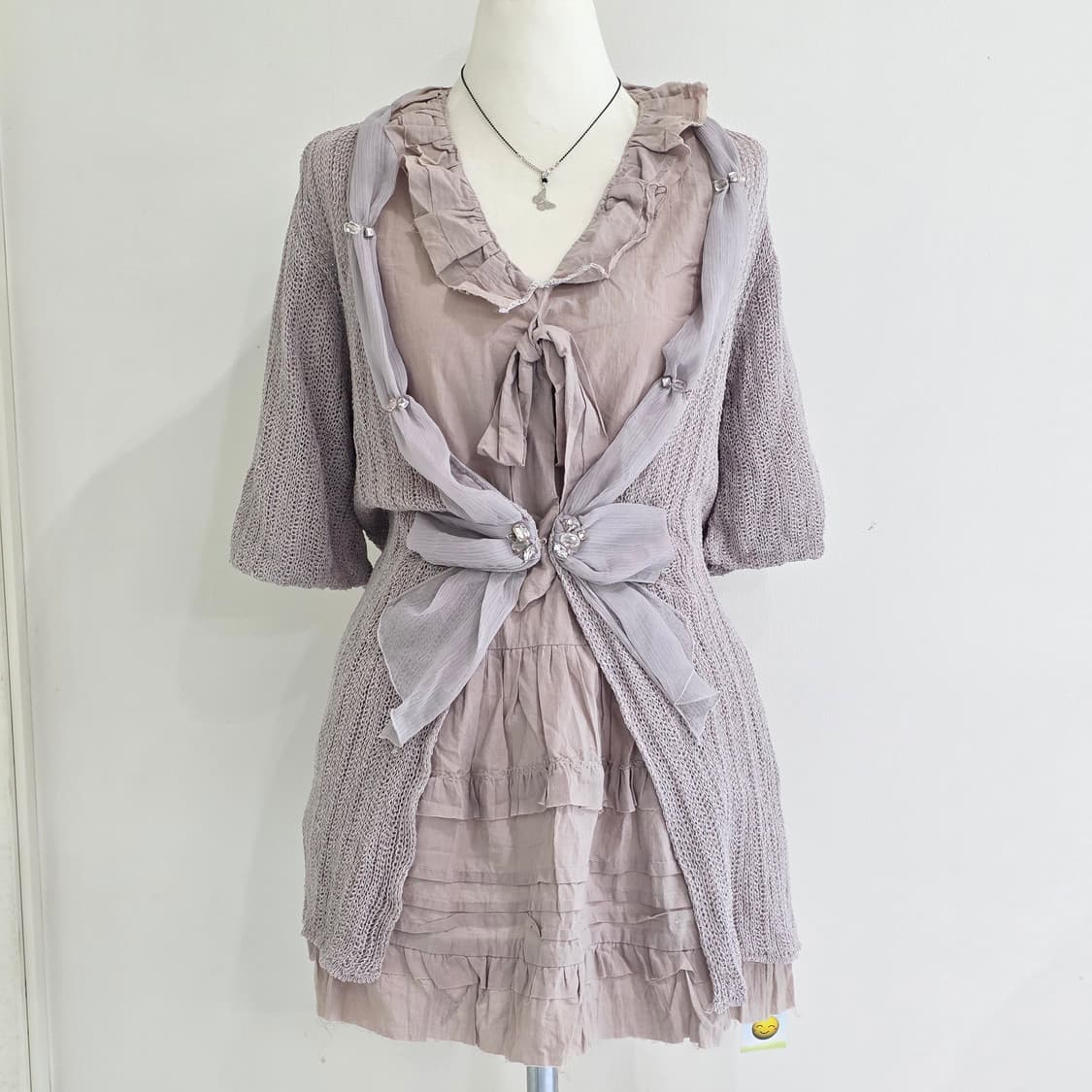 레이어드 모리걸 코디세트(캉캉 원피스+니트가디건) 상품이미지3