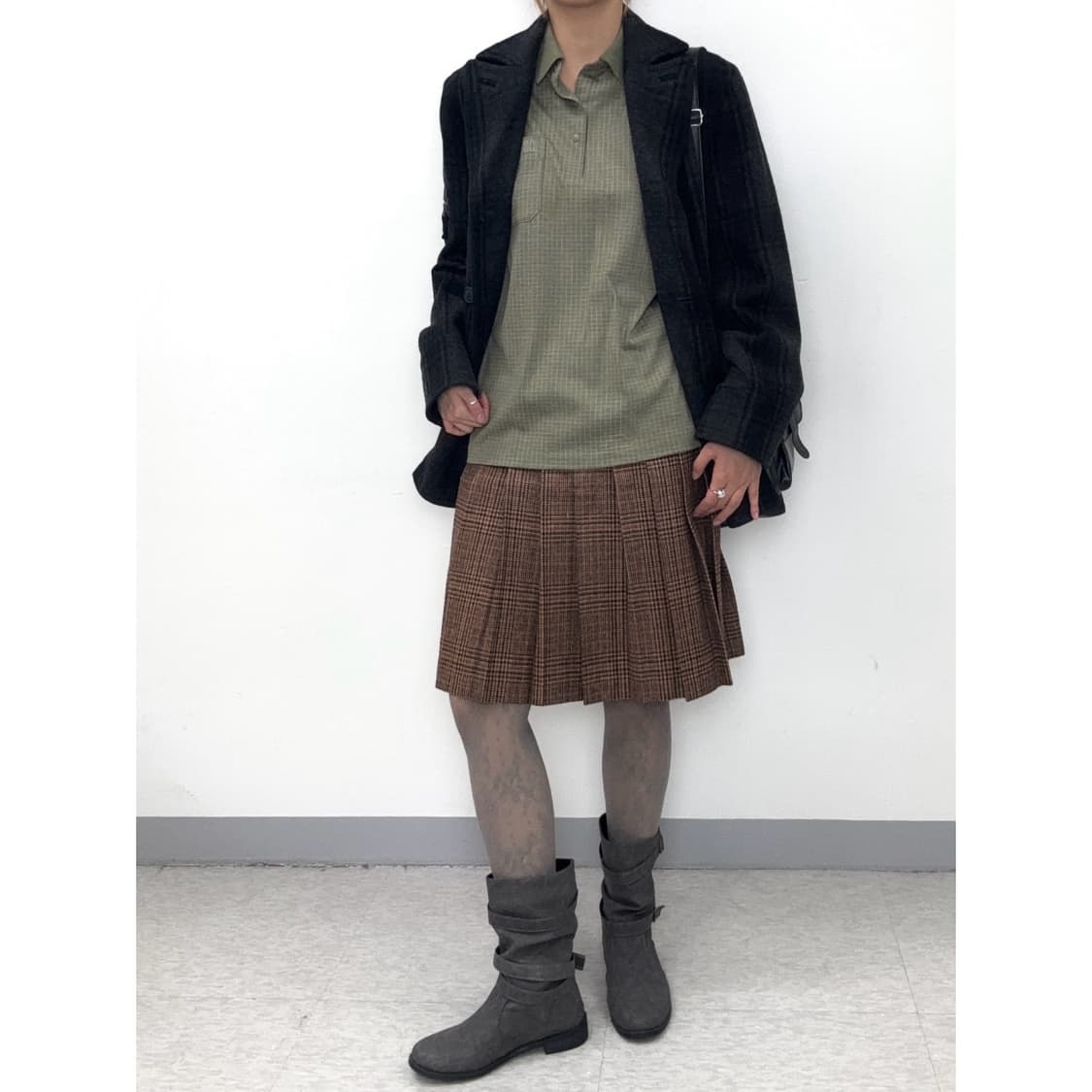 빈티지 차콜 더블 코트 울 자켓 상품이미지5