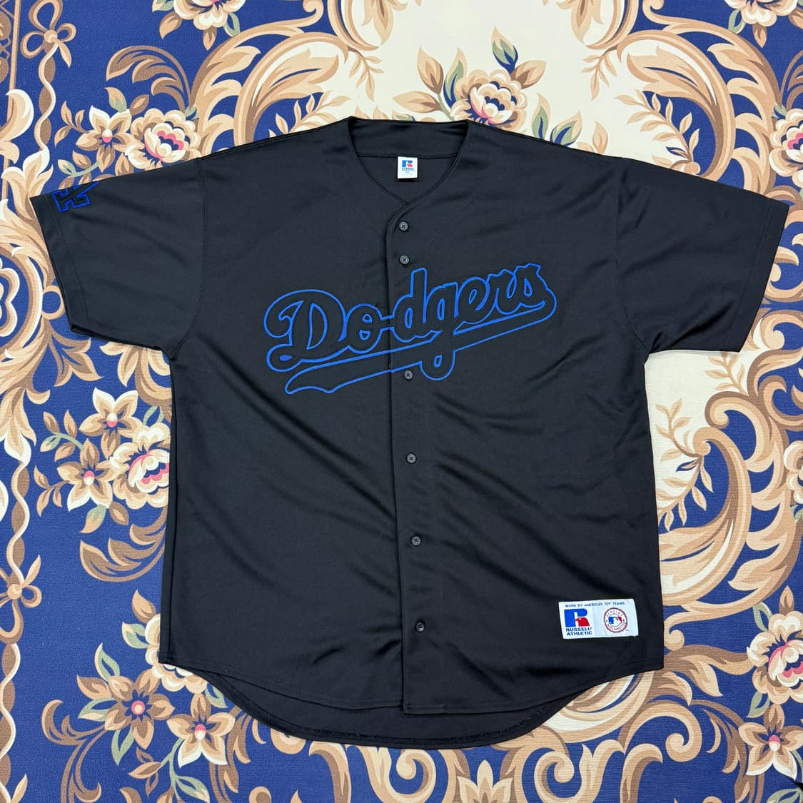 (XXL)00s러셀에슬레틱 LA다저스 베이스볼 져지(블랙) 상품이미지1