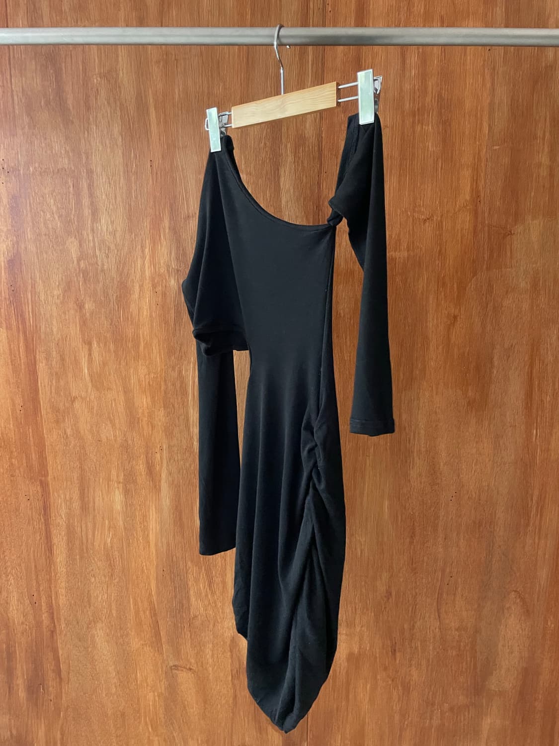 Black cut-out shirring mini dress 상품이미지5