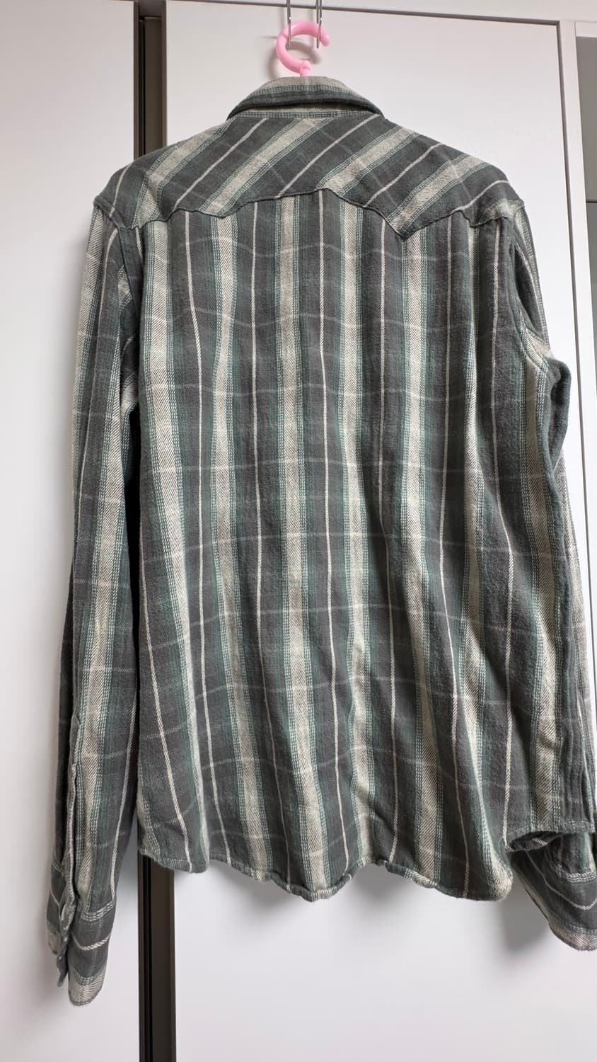 [M] RRL 슬림핏 웨스턴 콘쵸 플레이드 체크 플란넬 트윌 셔츠 상품이미지3