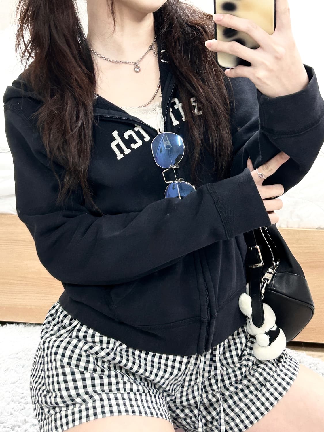 아베크롬비 빅로고 블랙 후드집업 상품이미지3