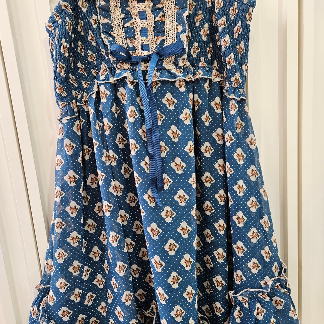 엑시즈팜 (axes femme) 플라워 패턴 레이스 끈 원피스 상품이미지4