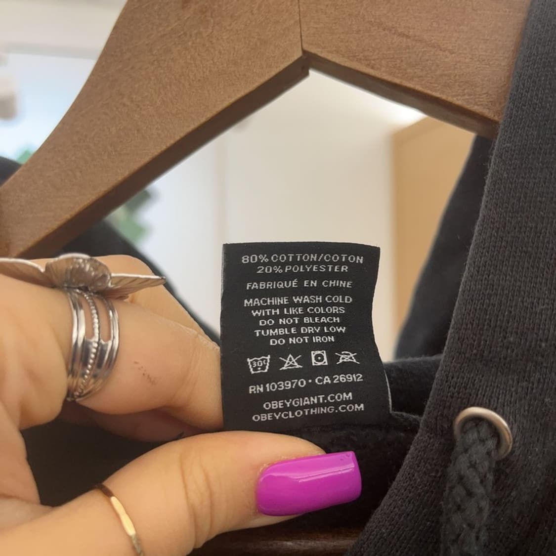 오베이 스트릿 힙합 백레터링 오버핏 후드티 L C07119 상품이미지6