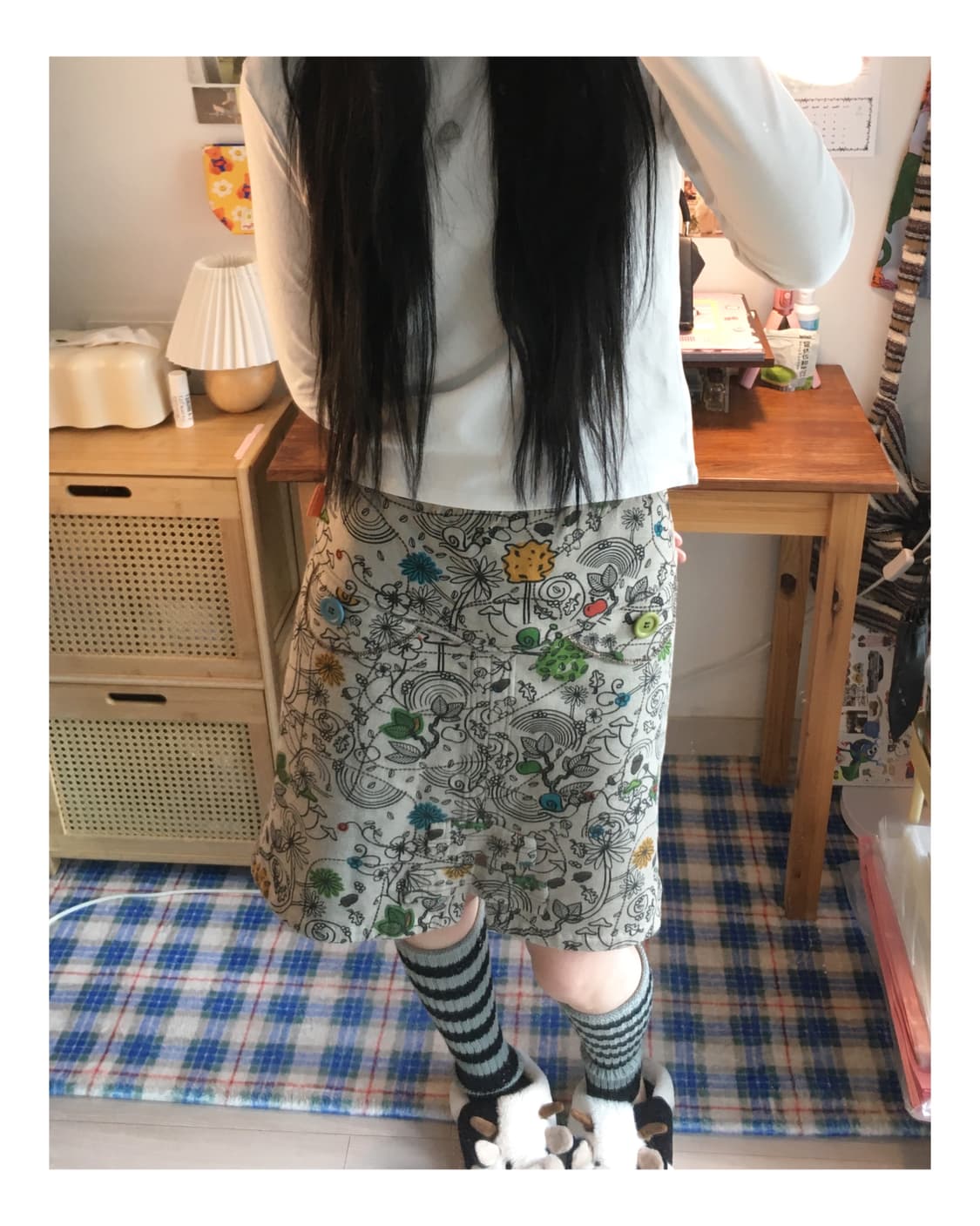 vintage acorn double pattern skirt beige 상품이미지2