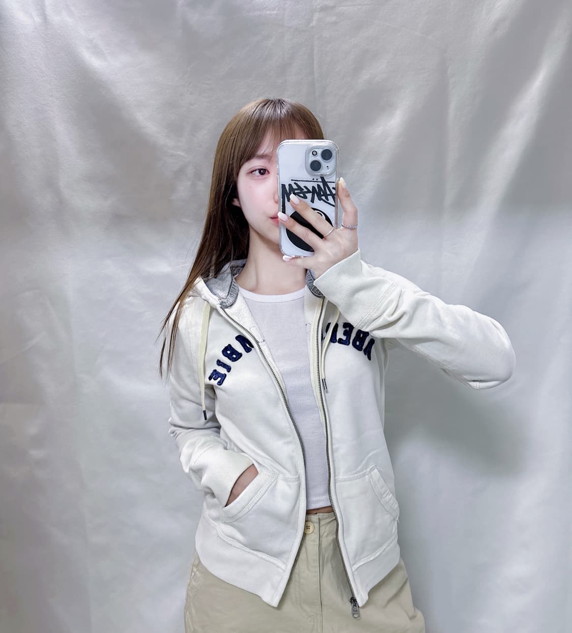 아베크롬비 화이트 딱붙핏 후드집업  상품이미지2