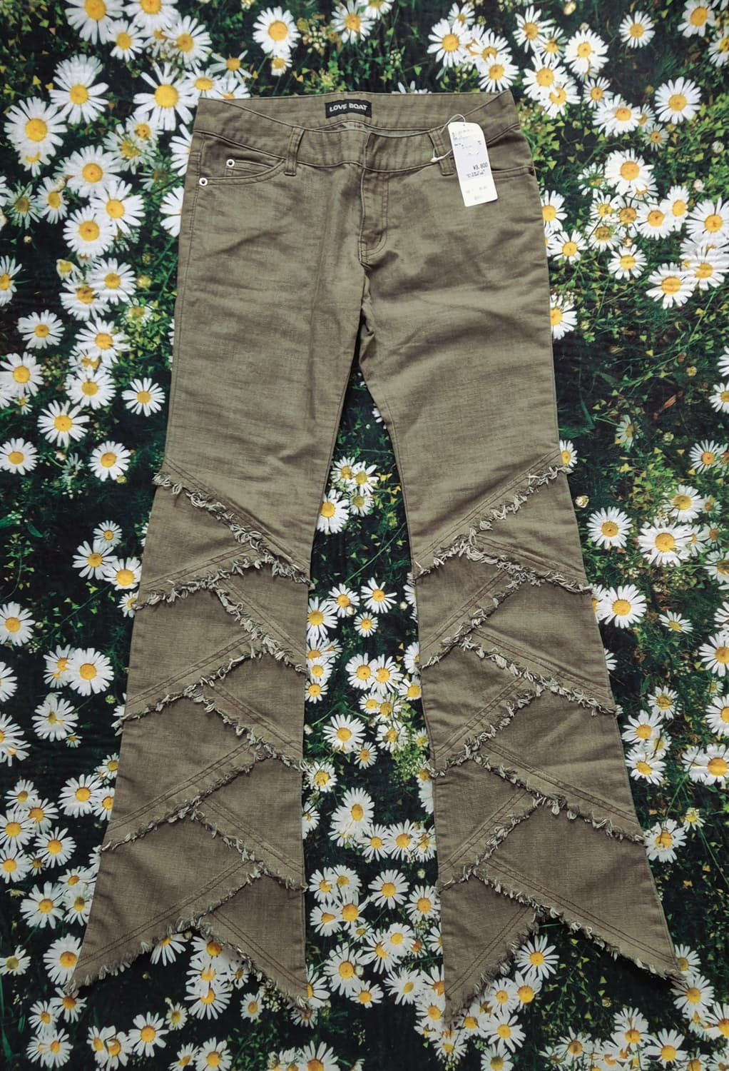 LOVE BOAT 카키색 데님 컷아웃 골반 팬츠 28 새상품 상품이미지1