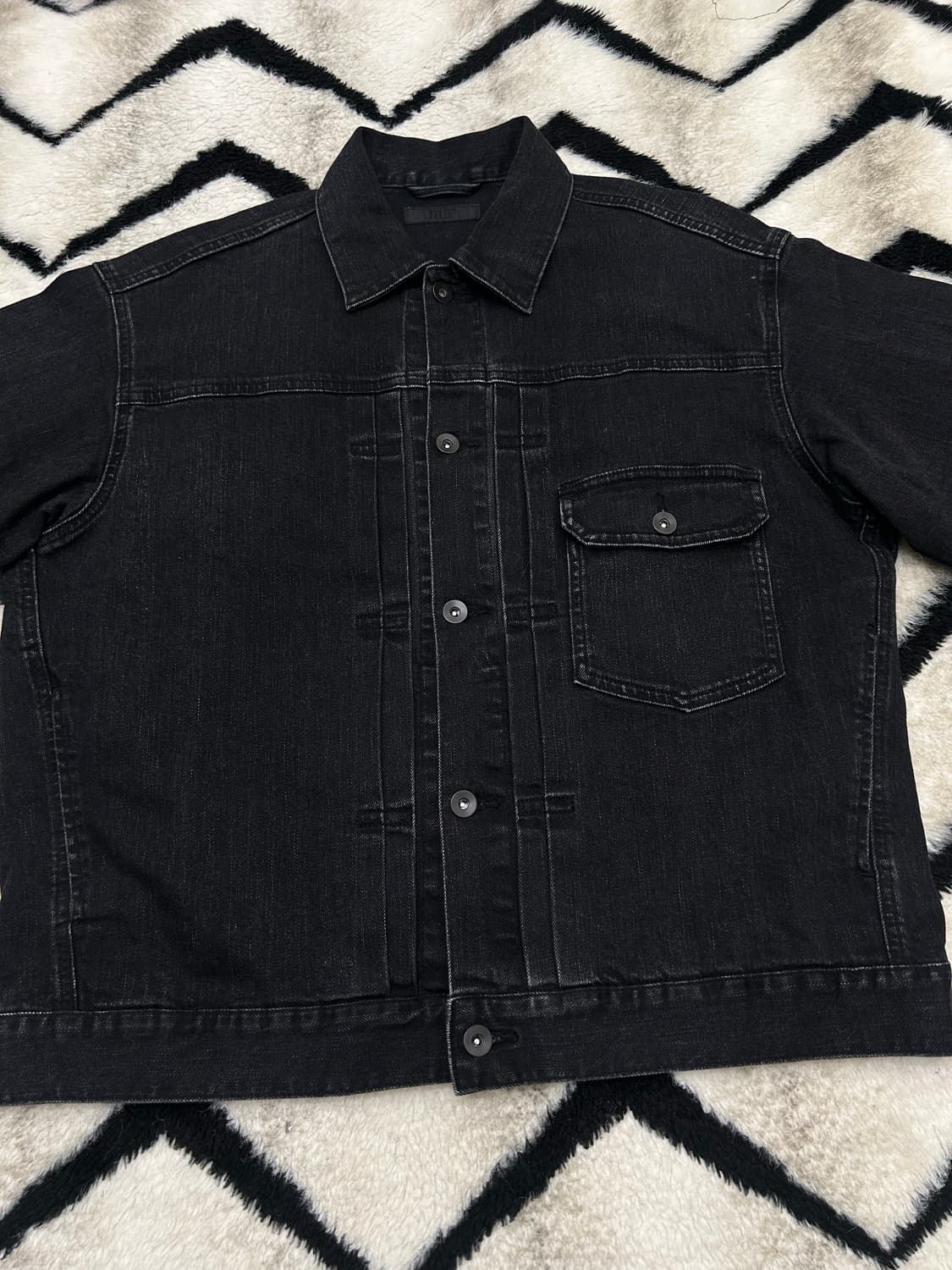 [L]유니클로 코튼 데님 트러커 자켓/흑청 상품이미지3