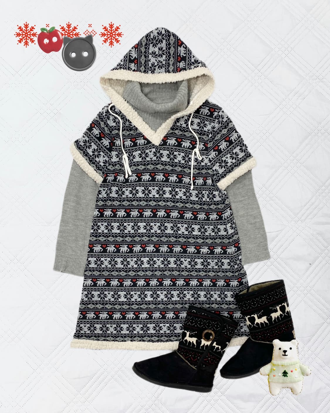 ꒰ঌ 눈꽃 노르딕 후드 니트 세트 ໒꒱ 상품이미지1