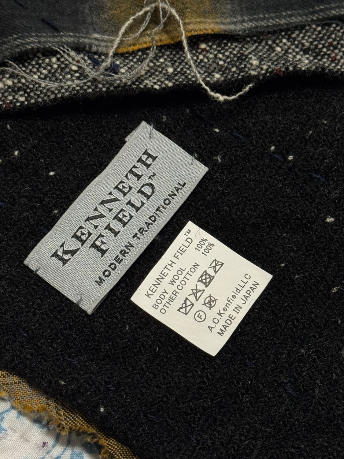 케네스 필드 옐로우 체크 울 머플러 상품이미지5