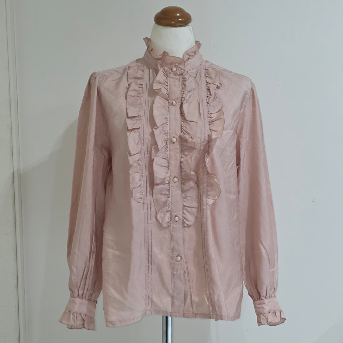 vin vert 일본빈티지)양산형 로리타 핑크 프릴 중세 셔츠블라우스 상품이미지3