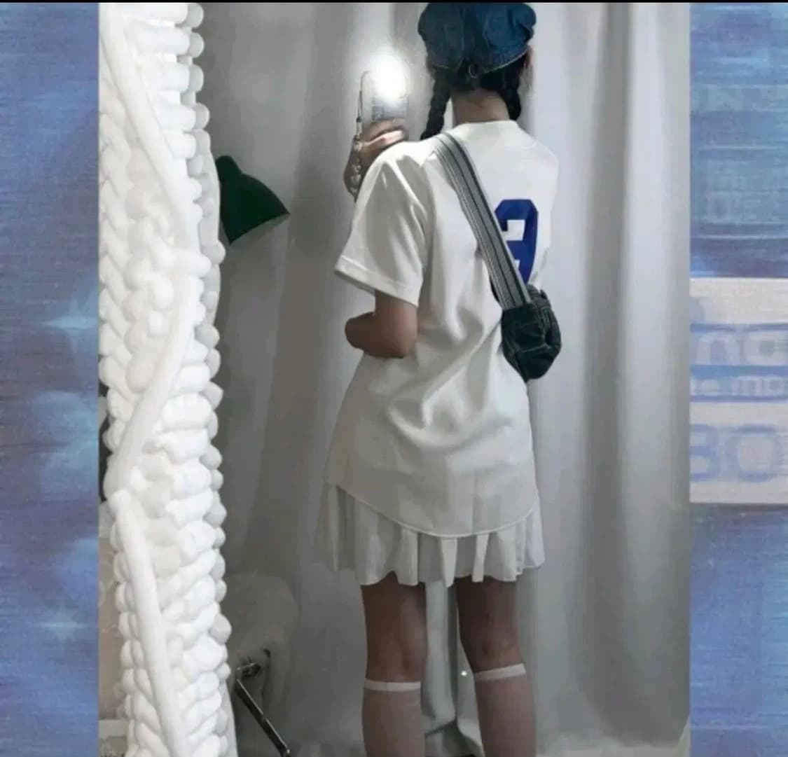 미즈노 화이트 반팔 야구 유니폼 일본빈티지 블록코어 스포티 상품이미지2