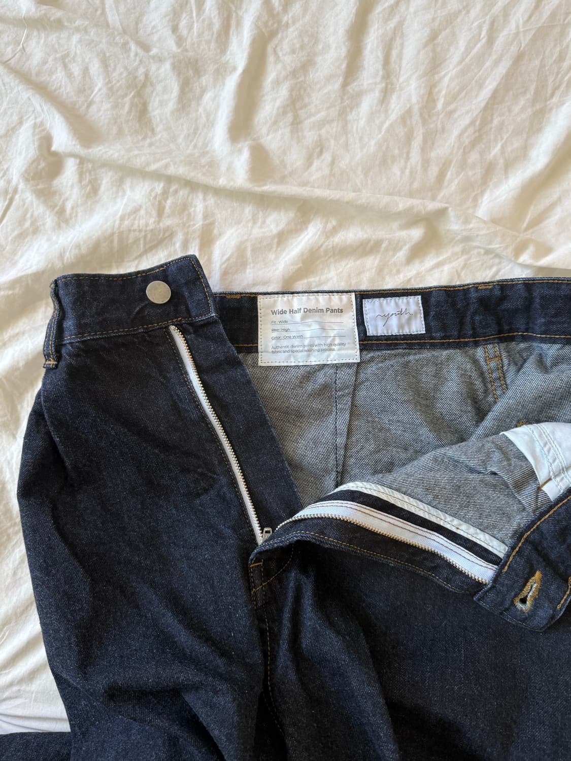 유스 하프 와이드 데님 팬츠  상품이미지4
