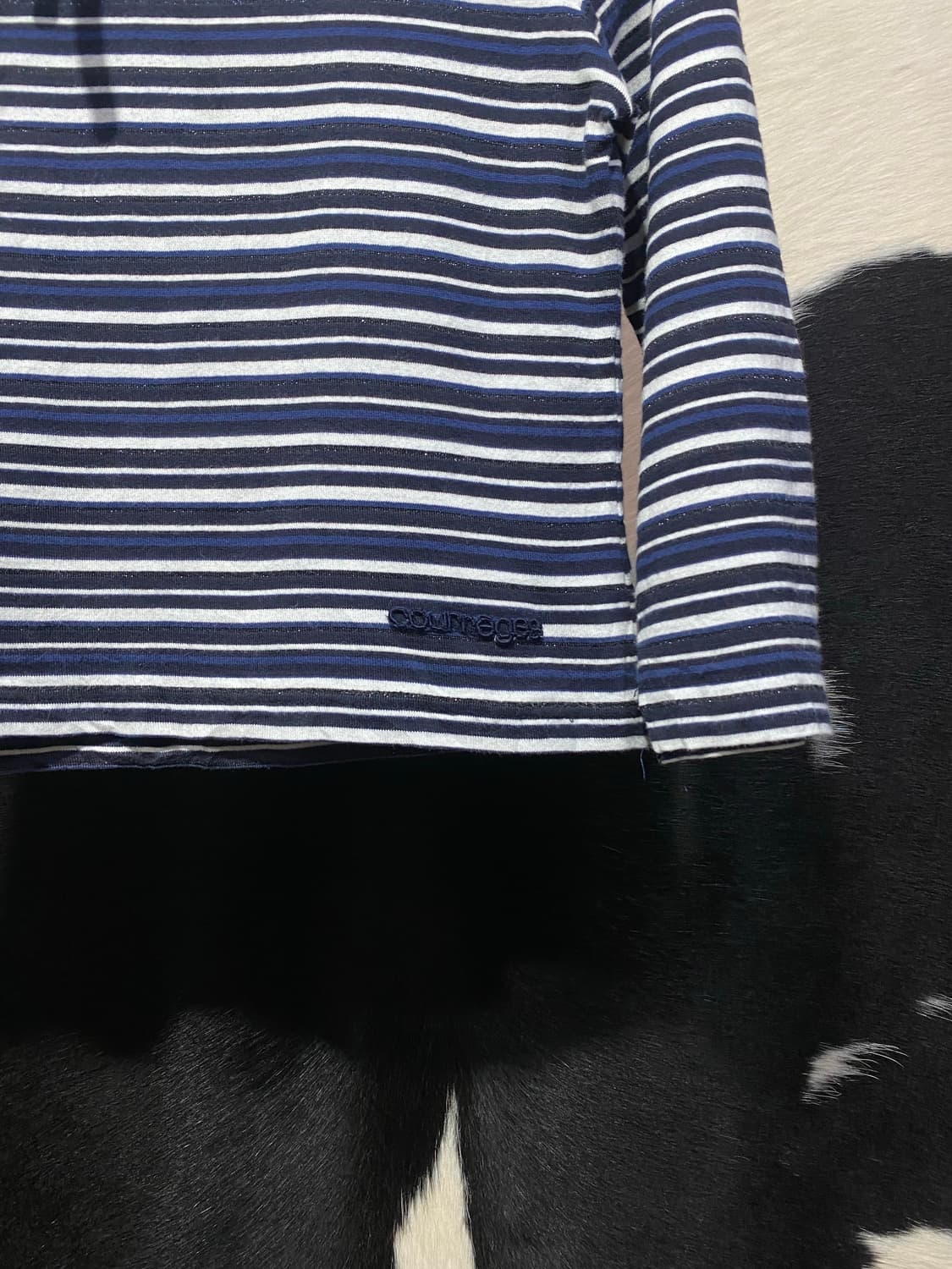 Courreges 프릴리본 디테일 스트라이프 7부 슬리브 상품이미지4