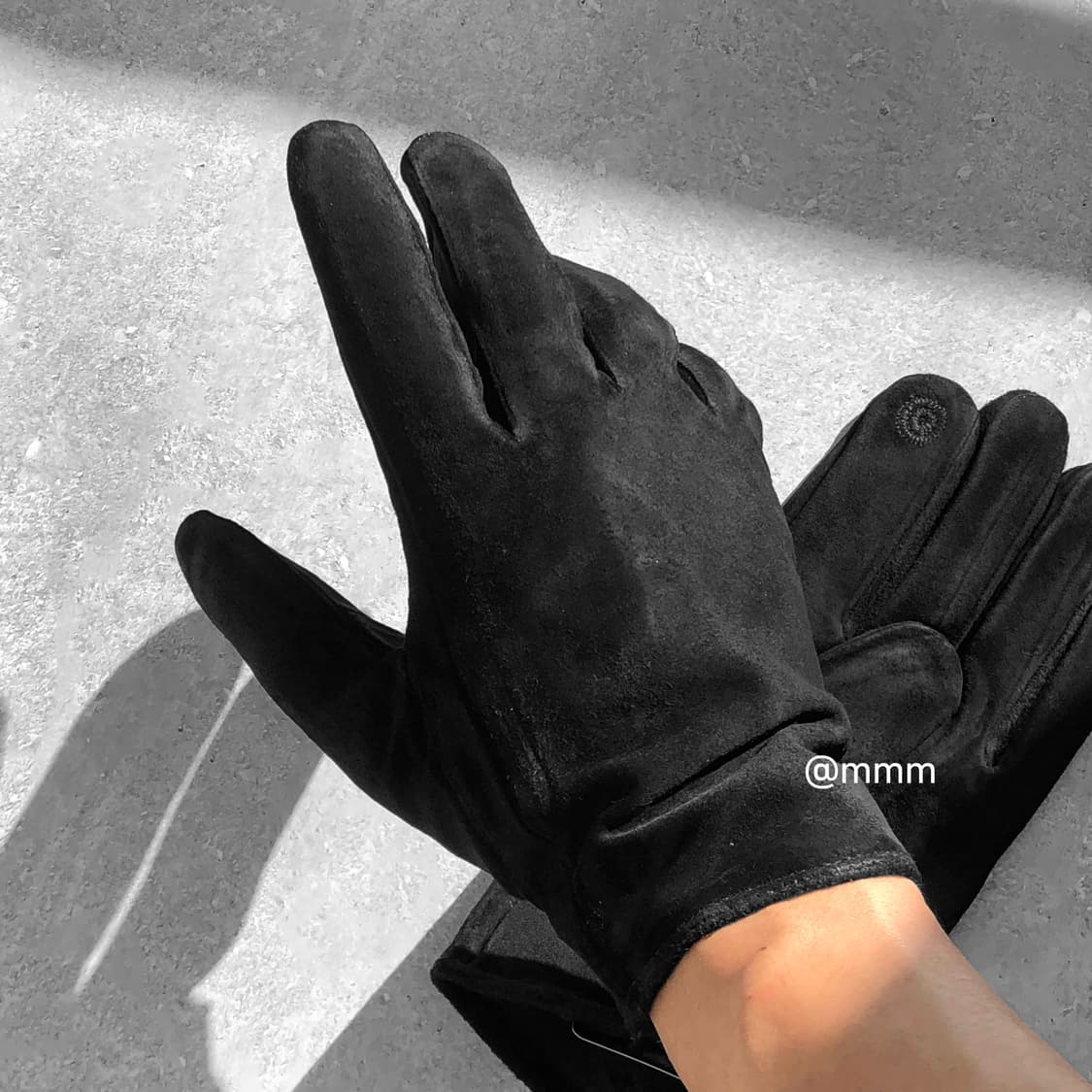 [Unisex] 스웨이드 가죽 장갑 블랙 상품이미지1