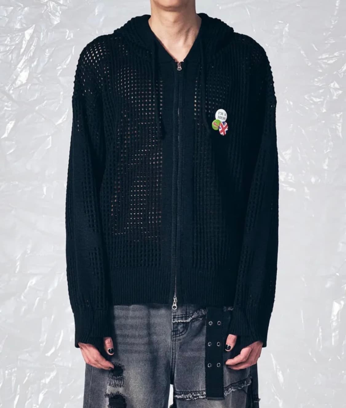 스티즘인듀싱 크로스 메시 후드집업 상품이미지1