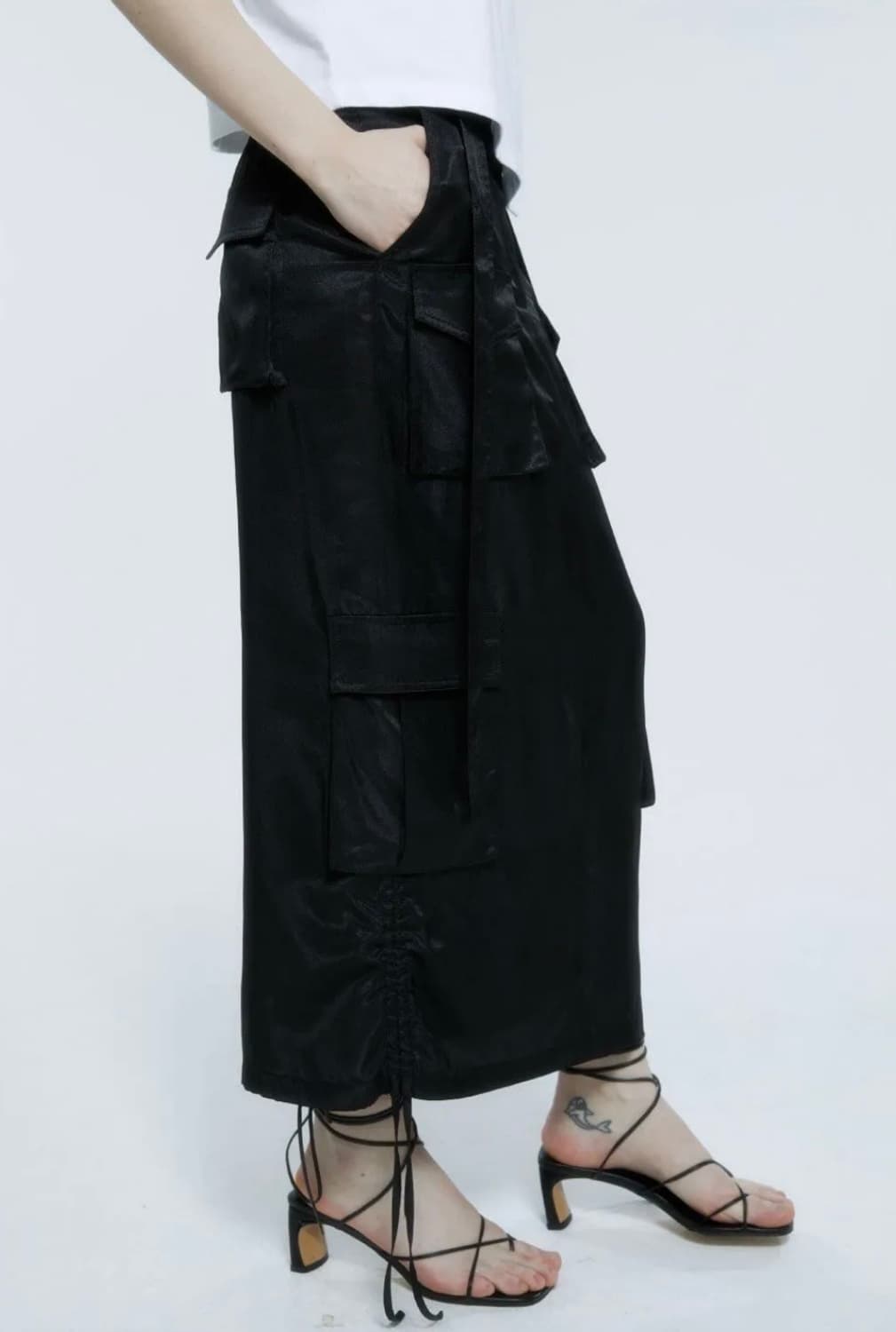 뮤제 세틴 카고 롱스커트 상품이미지2
