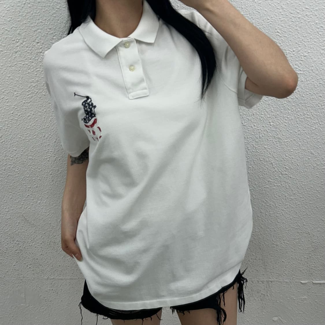 폴로 랄프로렌 성조기 포니 화이트 pk반팔 XL 상품이미지1