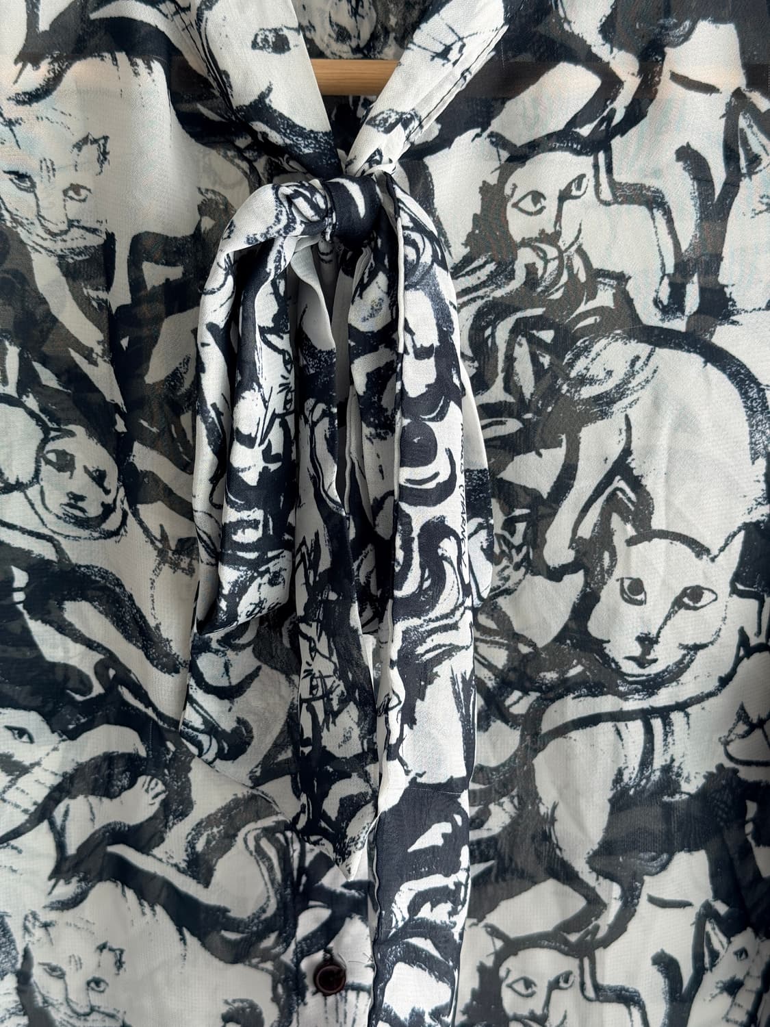 쉬폰 아티스트 프린트 (고양이 패턴 / Made in USA) 상품이미지4