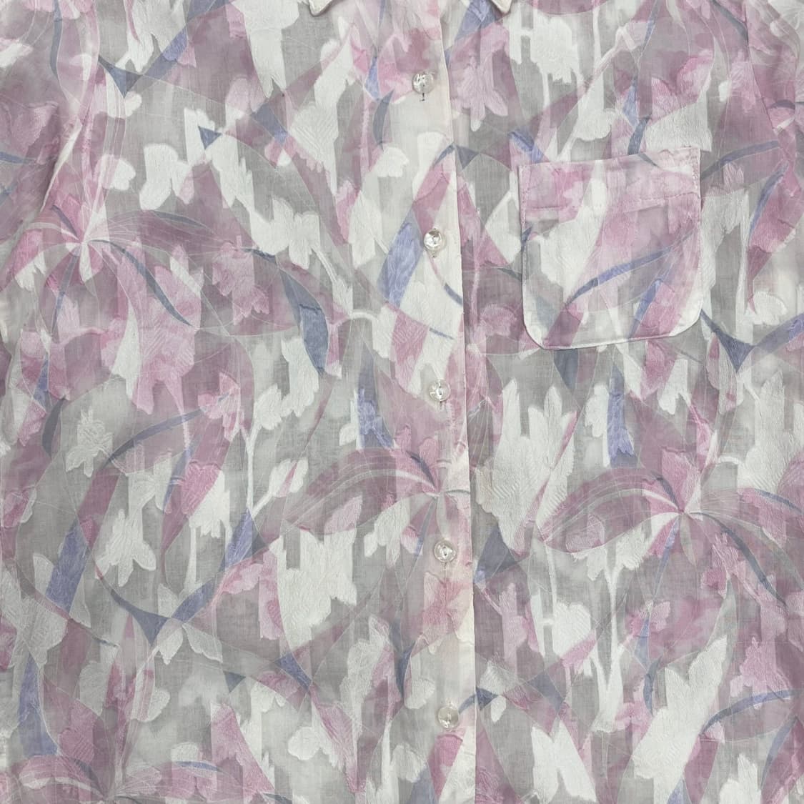 Pink See-Through Embroidery Detail Shirt 상품이미지7