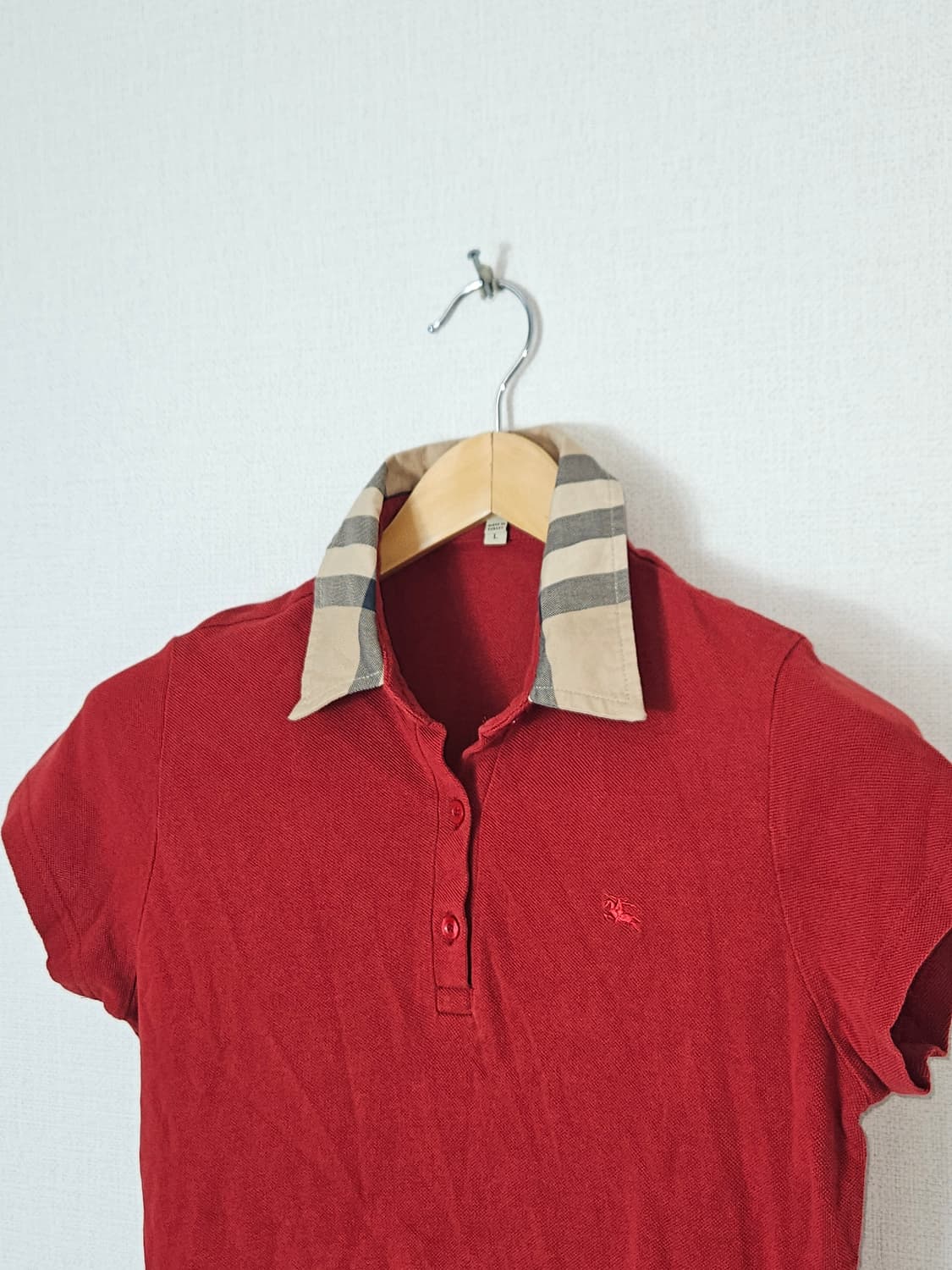 버버리 BURBERRY 반팔 폴로 카라티 레드 여성 M (정품) 상품이미지2