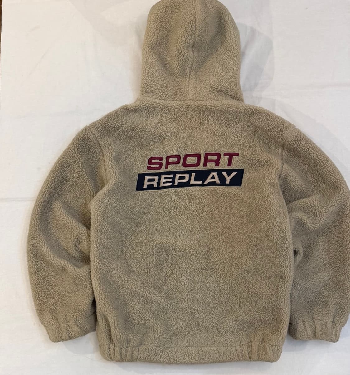 90s 스포츠 리플레이 올드스쿨 후리스 후드집업 베이지 상품이미지2