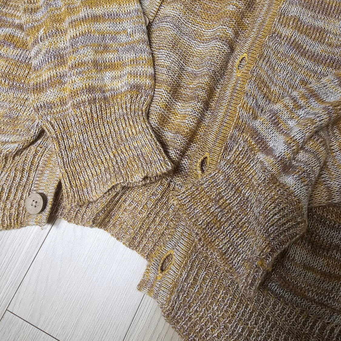 M L 95~100 Contribe 마 면 혼방 니트 가디건 브라운 공용 상품이미지7