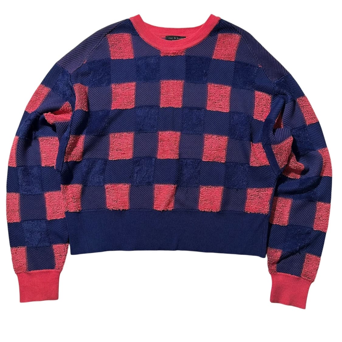 랙앤본 깅엄 체크 크롭 니트 상품이미지1