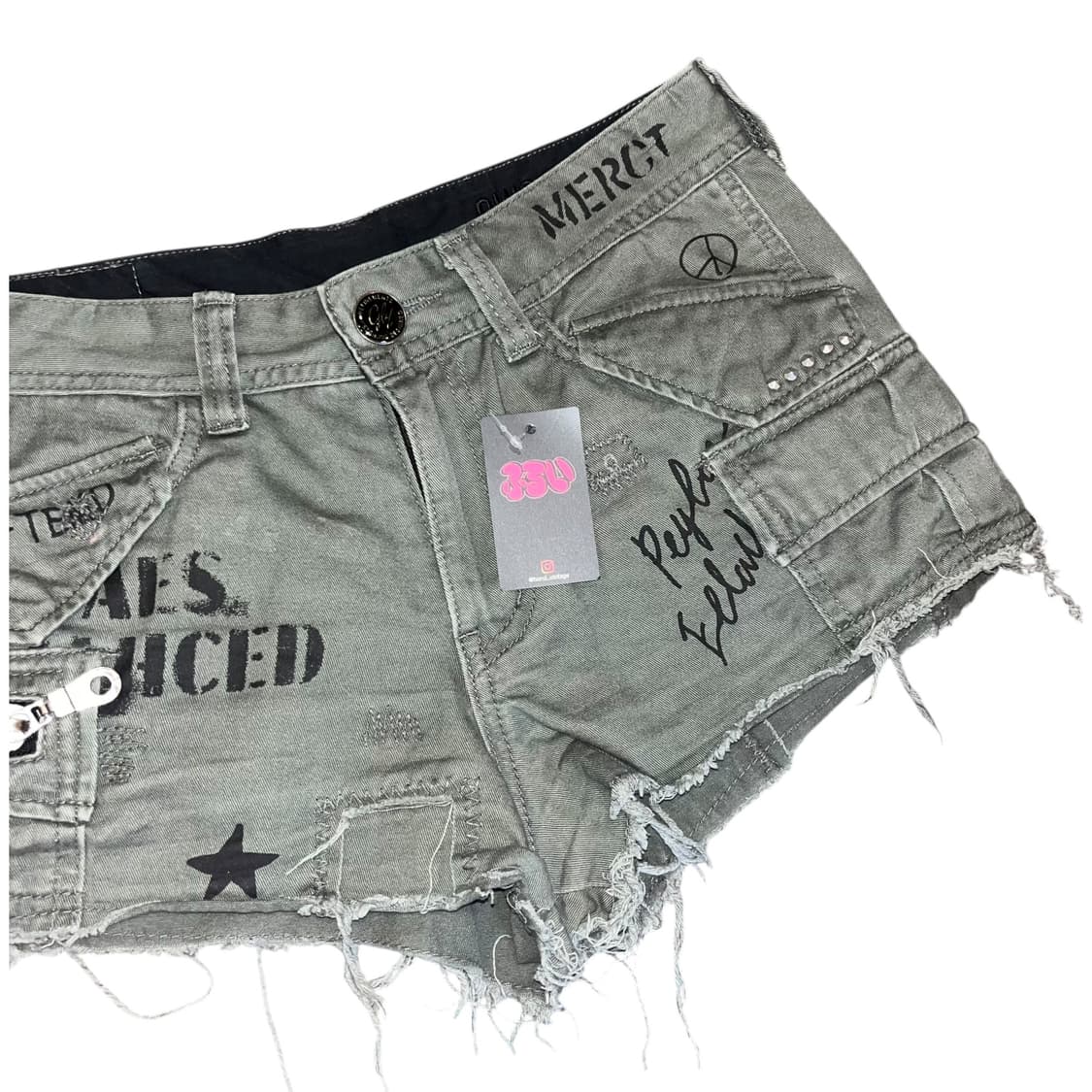 카고 스터드 자수 레터링 숏 팬츠 y2k갸루펑크 상품이미지2