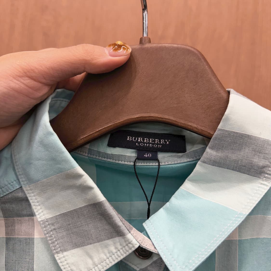 버버리 런던 코튼 셔츠 노바 체크 패턴 디테일 레귤러핏 민트 블루 상품이미지6