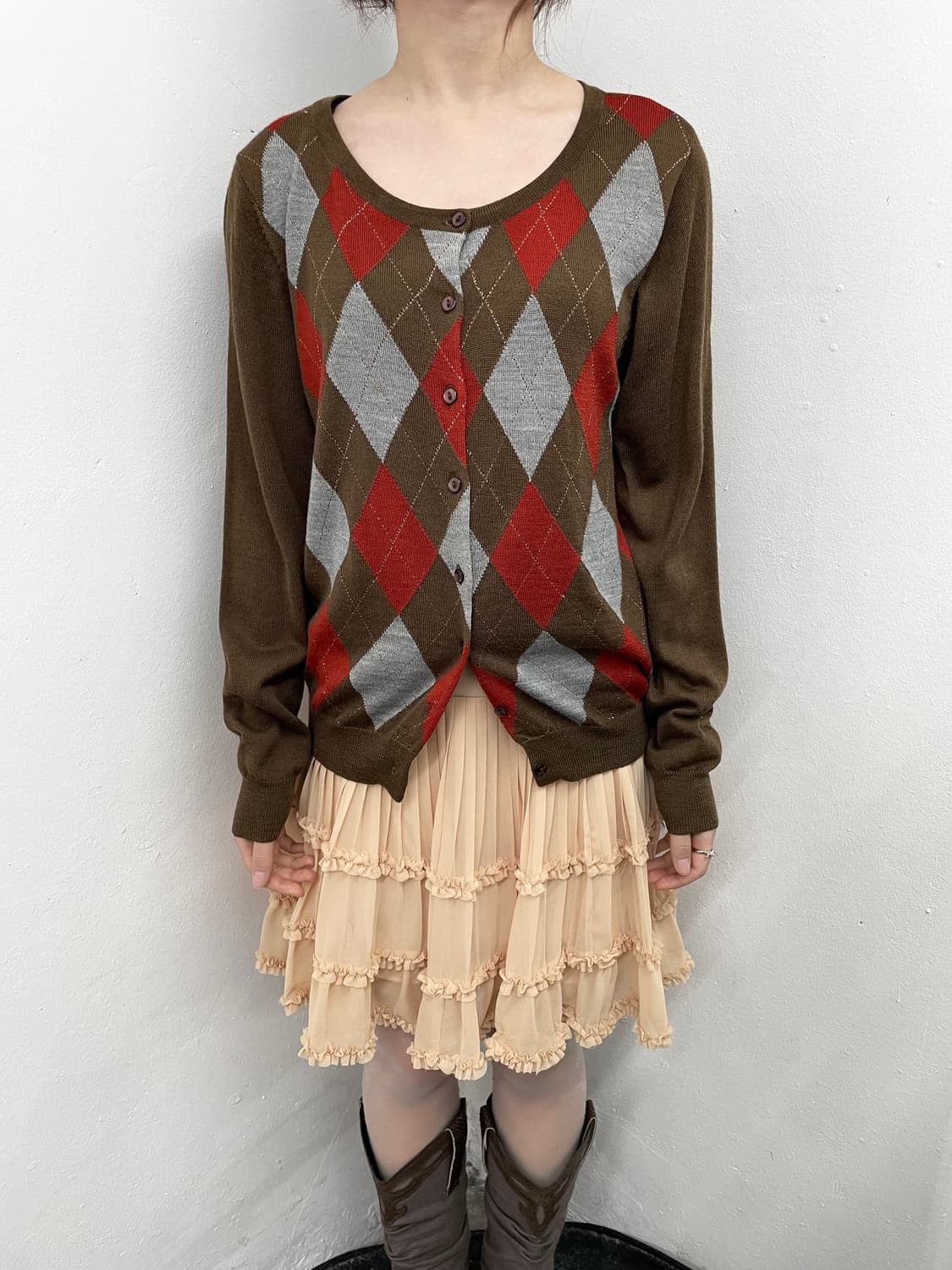 베이지 플리츠 프릴 스커트 상품이미지2