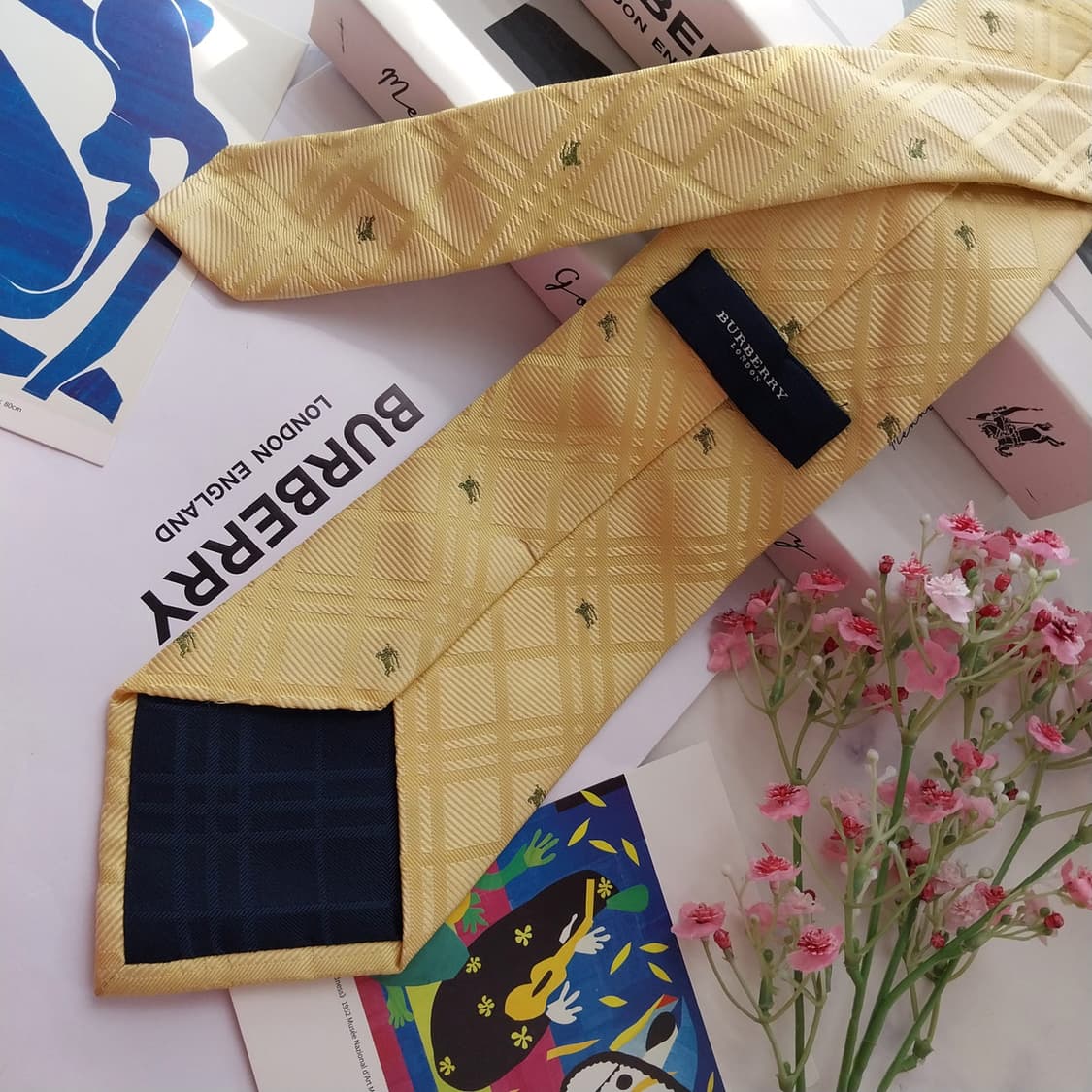 버버리 실크 레몬 체크 패턴 넥타이 9.8cm A등급 K2472 상품이미지4