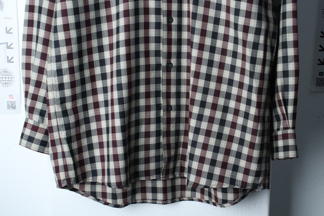 (L-XL) 입생로랑 셔츠 남방 체크 베이지 울 아메카지-H30666 상품이미지4