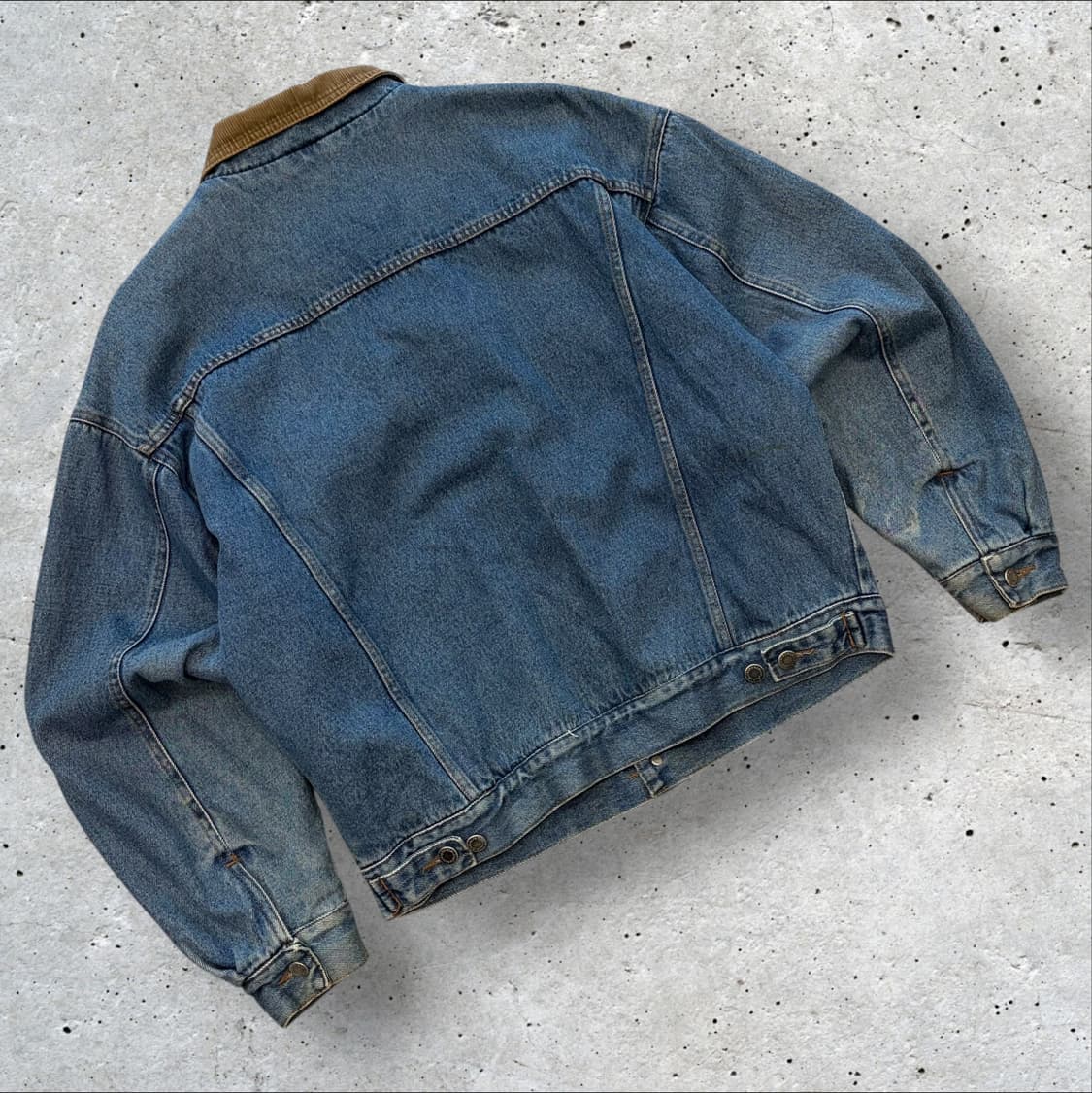 [M] 90s 랭글러 히어로 청자켓 데님 자켓 코듀로이 카라 D147 상품이미지2