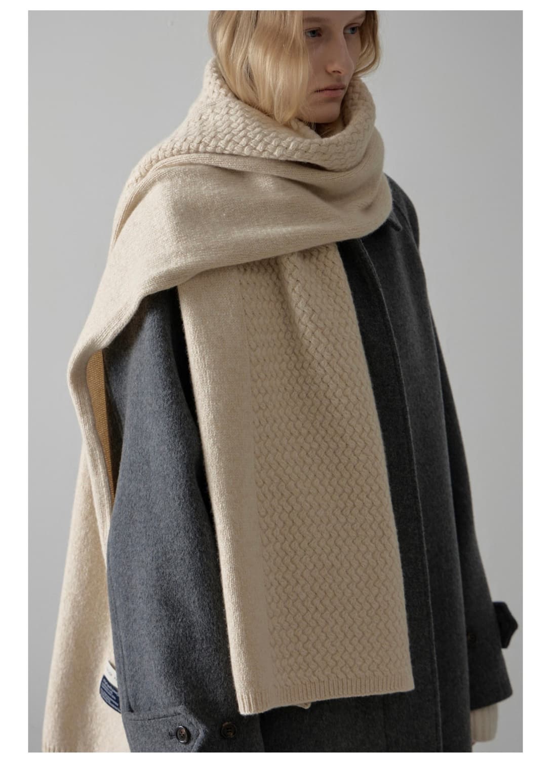 파사드패턴 캐시미어 텍스처 머플러 버터크림 상품이미지5