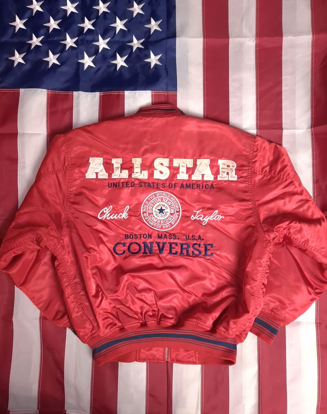 90's 일본판 컨버스 사틴 블루종 자켓 상품이미지1