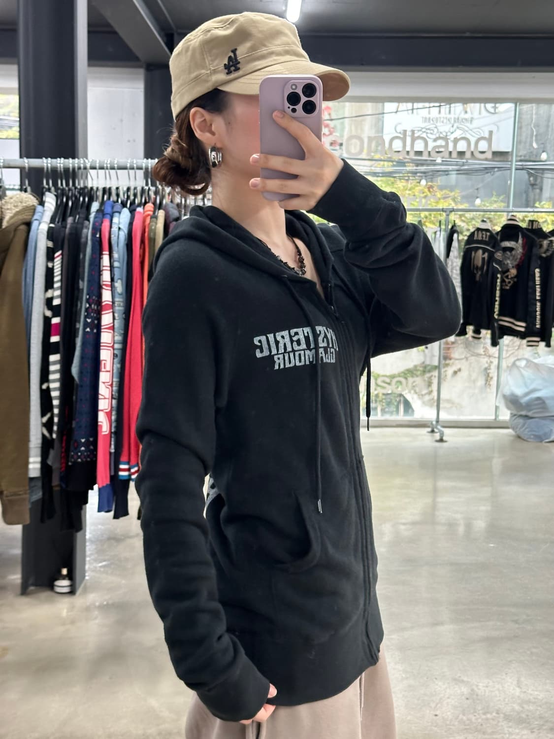 히스테릭글래머 히스걸 빅로고후드집업 블랙 상품이미지4