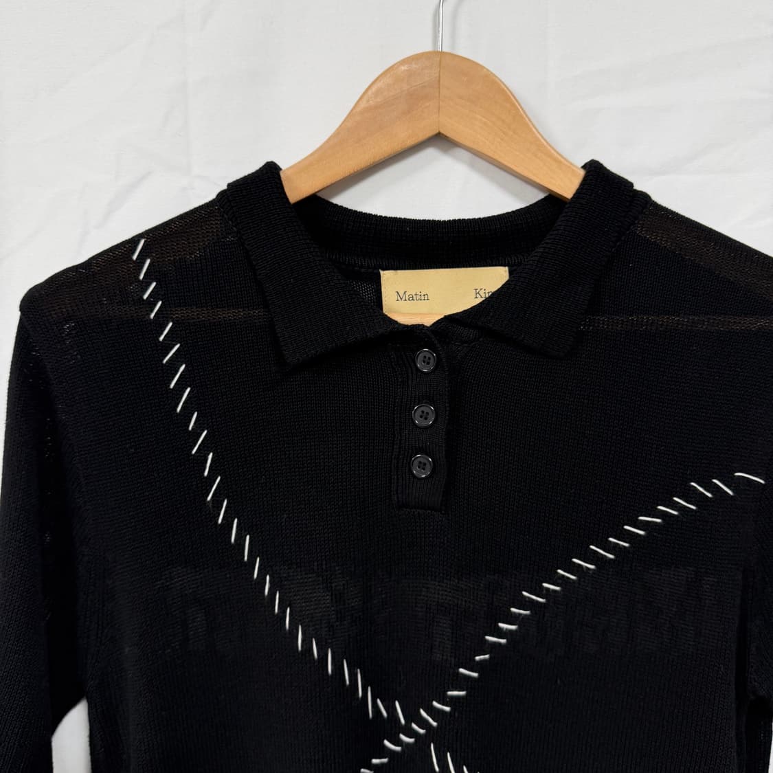 마뗑킴 핸드 스티치 PK 니트 반팔 티셔츠 상품이미지3