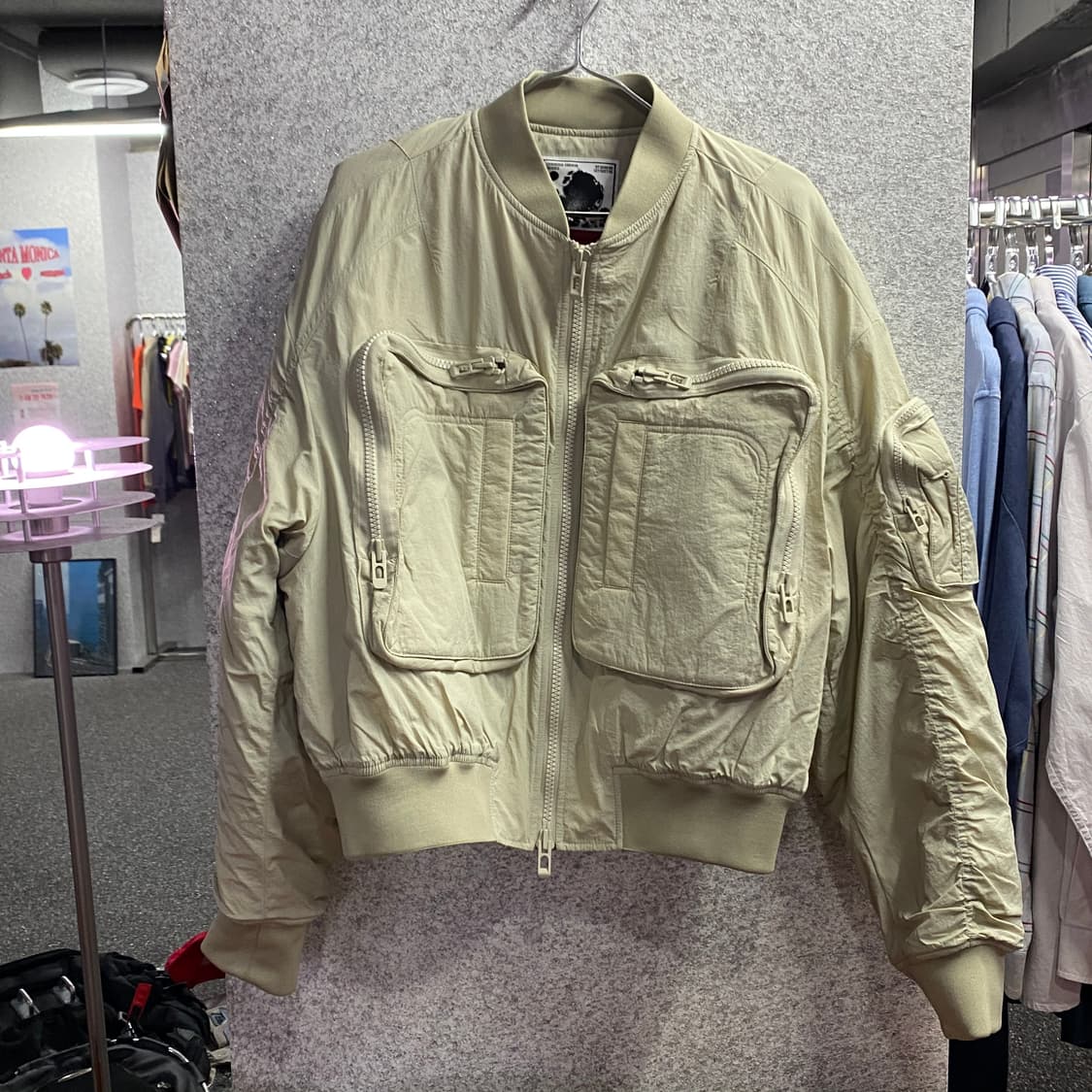 메종미네드 아웃 포켓 아이보리 누빔 봄버 자켓 B4031 상품이미지2