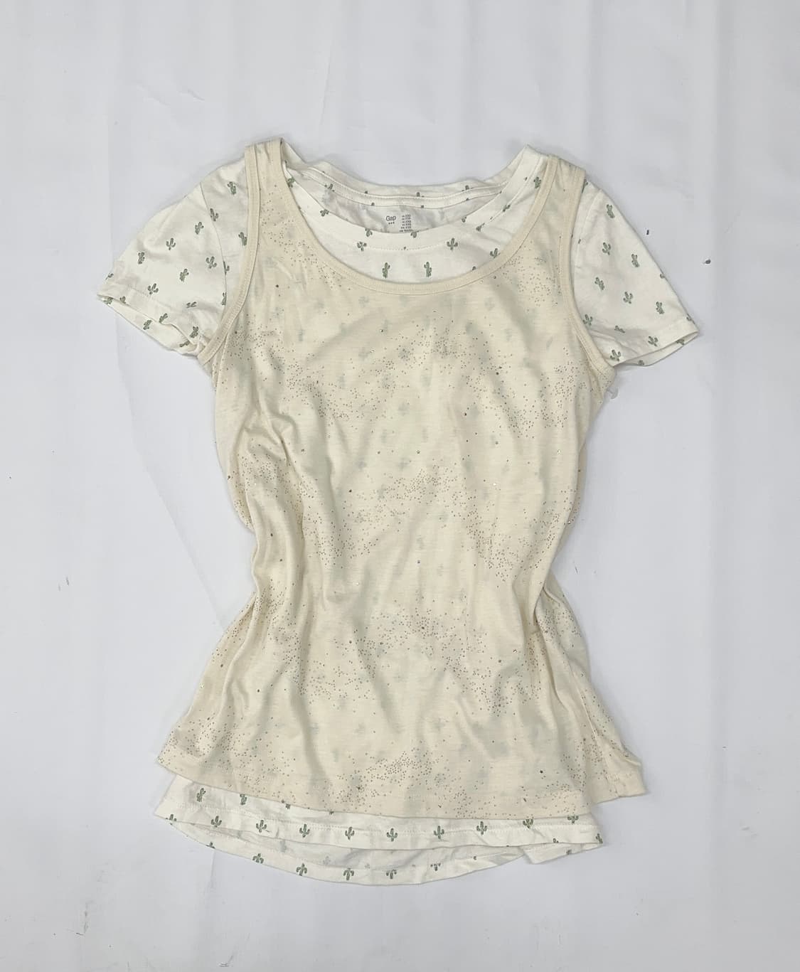 🌵하구미의 선인장 코디세트🌵모리걸 그런지 데코라 슬리브리스 스커트 상품이미지2