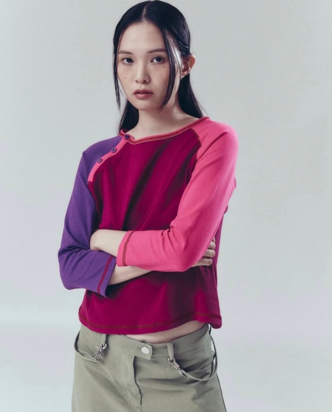 할로미늄 raglan sleeve tee magenta 상품이미지1