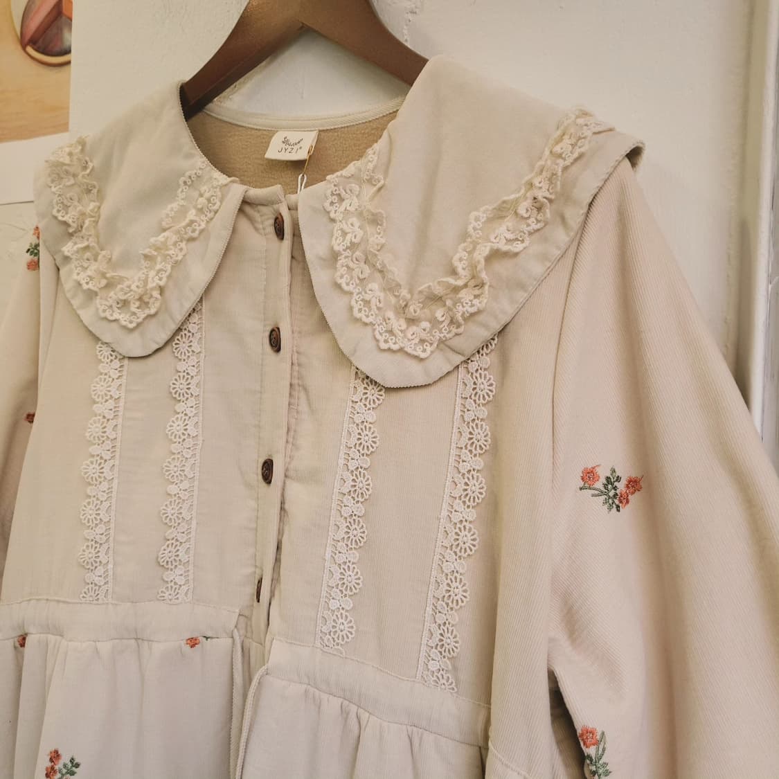 JYZI 코듀로이 플라워자수 기모 원피스 상품이미지5