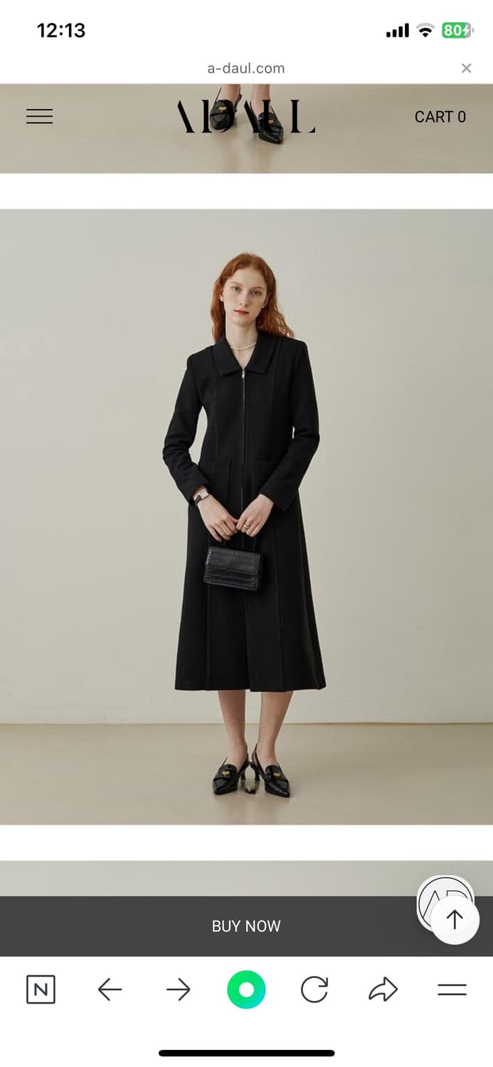 어다울) Zip up simple long dress - black-S 상품이미지8