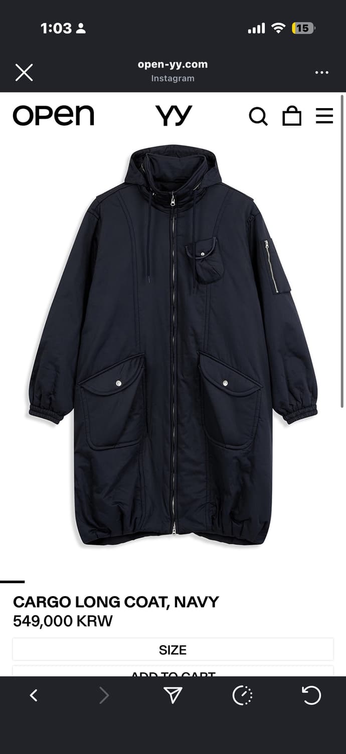 open yy 카고 봄버 롱 코트 상품이미지1